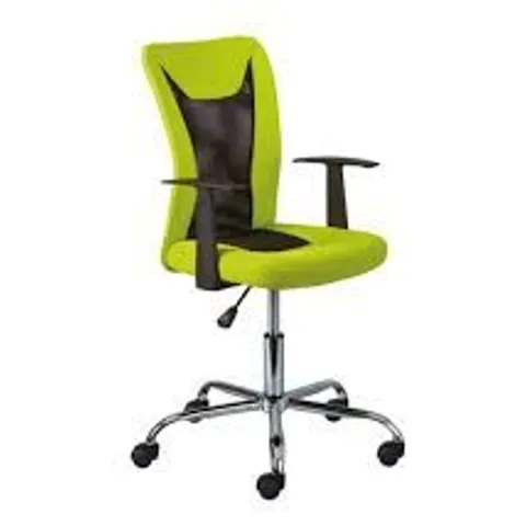 BRAND NEW & BOXED DONNY POLYTHER OFFICE CHAIR IN GREEN WITH ARMS (1 BOX)