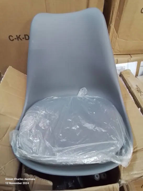 BOXED CLIPOP PAIR OF DARK GREY PLASTIC DINING CHAIRS