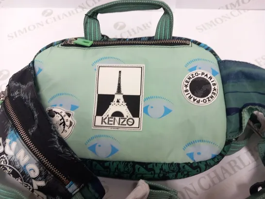 KENZO PARIS GREEN BLUE TIGER NYLON LEATHER CROSSBODY BUMBAG