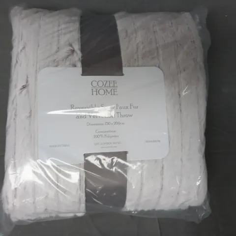 BOXED COZEE HOME REVERSIBLE SNOW FAUX FUR AND VELVETSOFT THROW