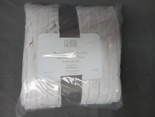 BOXED COZEE HOME REVERSIBLE SNOW FAUX FUR AND VELVETSOFT THROW