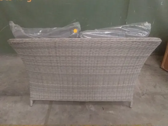 RATTAN 2 SEATER GARDEN CHAIR GREY WITH CUSHIONS