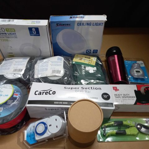 LARGE QUANTITY OF ASSORTED HOUSEHOLD ITEMS TO INCLUDE 90M TRIMMER LINE, PET FIRST AID KIT AND SUCTION GRAB BAR