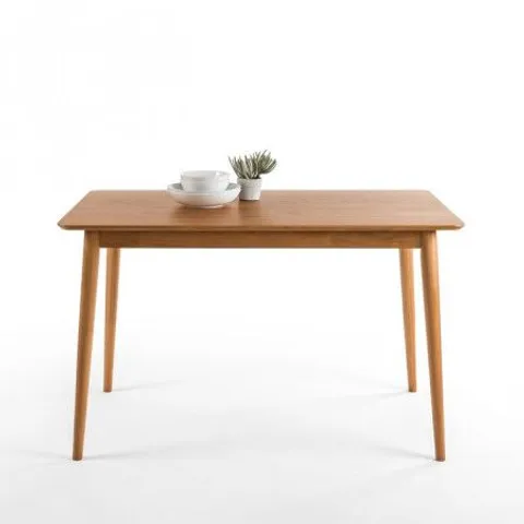 BOXED MID CENTURY WOOD DINING TABLE - NATURAL 