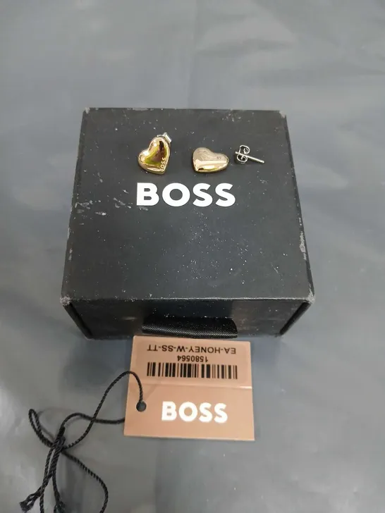 BOSS HONEY LIGHT YELLOW GOLD HEART EARRINGS