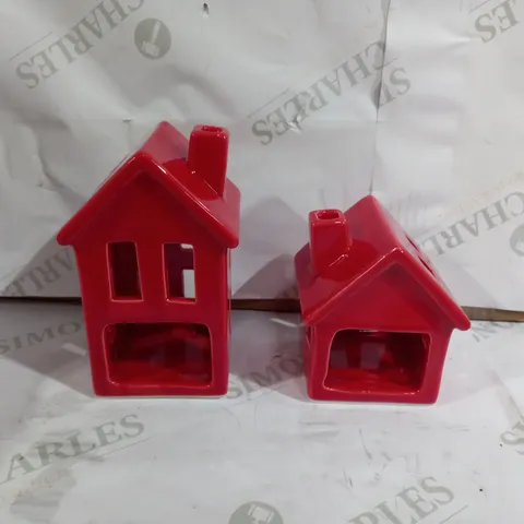 SET OF 2 CERMIC HOUSE CANDLE 