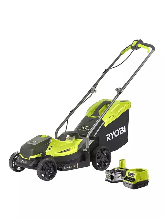 BOXED RYOBI RLM18X33B40 18V ONE+ CORDLESS 33CM LAWNMOWER STARTER KIT (1 X 4.0AH) RRP £209.99