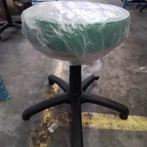 SIX HEIGHT ADJUSTABLE EXAMINATION STOOLS GREEN PU SEAT PADS