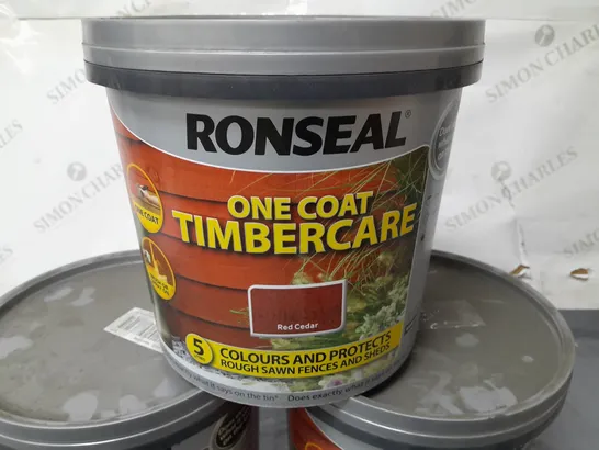 LOT OF 3 BRAND NEW RONSEAL ONE COAT TIMBERCARE 5L PAINTS - RED CEDER