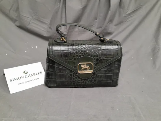 PAUL COSTELLOE DRESSAGE LEATHER CROC GREEN HANDBAG