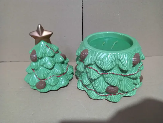 HOMEWORX BY HARRY SLATKIN 3 WICK FESTIVE CERAMIC TREE