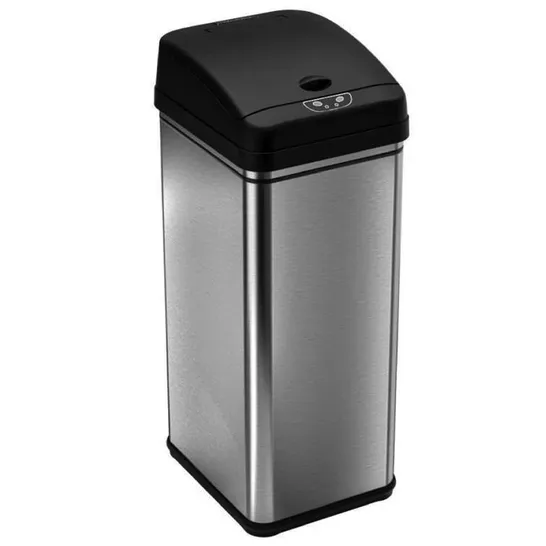 BOXED LOUGHMAN STAINLESS STEEL 58 LITRE MOTION SENSOR RUBBISH BIN