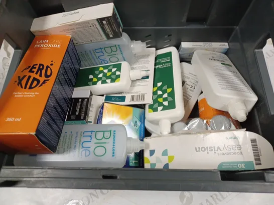 BOX TO CONTAIN APPROX. 20 X ASSORTED VISION CARE PRODUCTS. INCLUDES CONTACT LENSES & CLEANING SOLUTION - COLLECTION ONLY