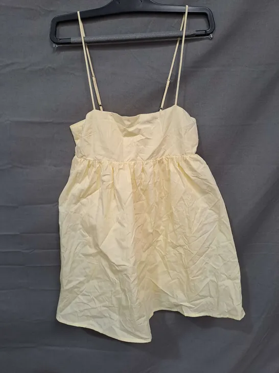 PULL & BEAR MINI DRESS WITH SHORTS IN PASTEL YELLOW SIZE S