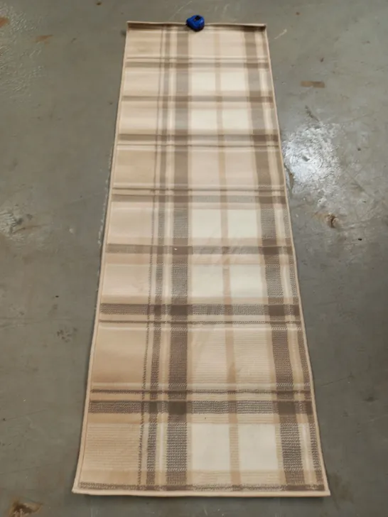 TARTAN PATTERN RUG IN CREAM/BROWN - SIZE UNSPECIFIED