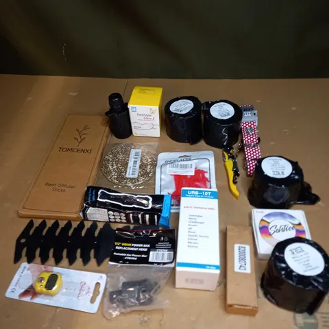 LOT OF ASSORTED HOUSEHOLD ITEMS TO INCLUDE DOG COLLAR, PAPER ROLLS AND GLUCOSE READER