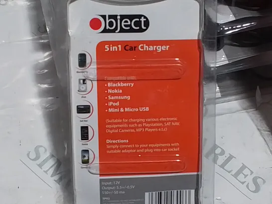 LOT OF 12 OBJECT 5-IN-1 CAR CHARGERS