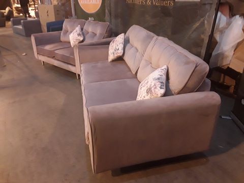 DESIGNER LIGHT BERRY FABRIC VELVET FABRIC THREE AND TWO SEATER SOFAS WITH SIDE CUSHIONS 