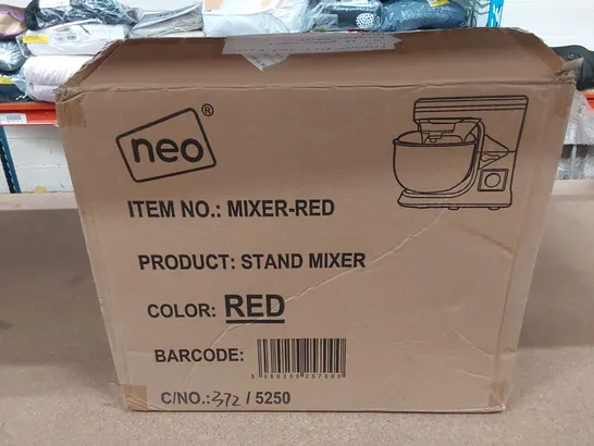 BOXED NEO RED FOOD BAKING ELECTRIC STAND MIXER 5L 6 SPEED STAINLESS STEEL MIXING BOWL 800W (1 BOX)