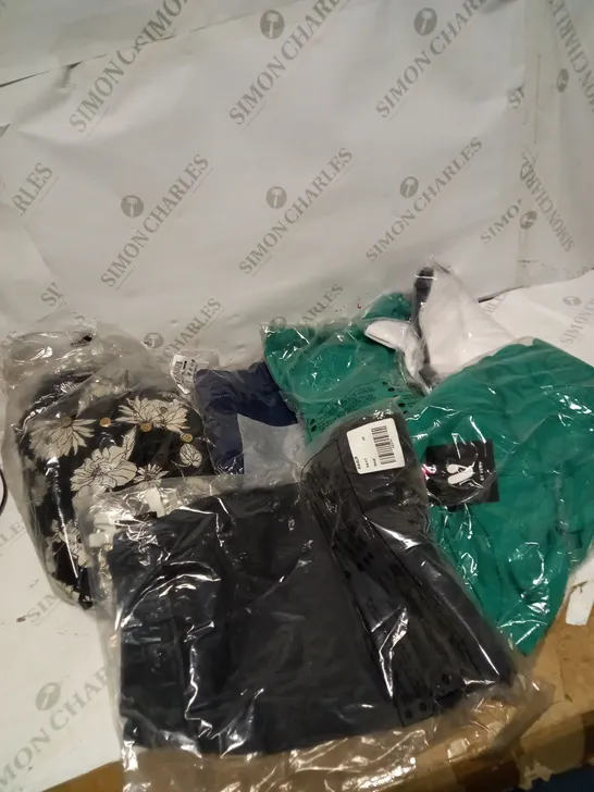 LARGE BOX PF ASSORTED CLOTHING ITEMS TOO INCLUDE TROUSERS , TOPS ANDS SHORTS 