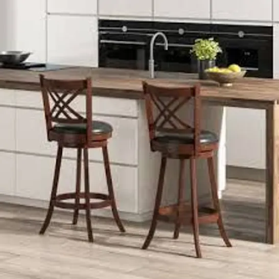 BOXED COSTWAY SWIVEL UPHOLSTERED COUNTER HEIGHT BAR STOOL SET OF 2