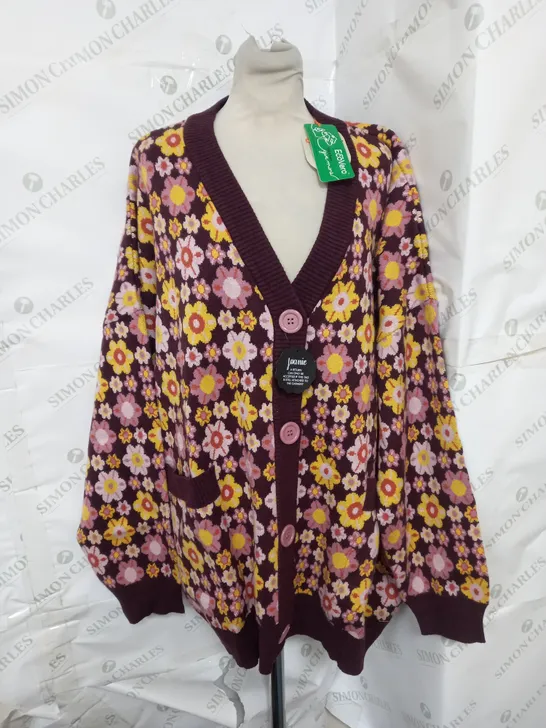 DAWN O'PORTER KNITTED CARDIGAN IN COSMO FLORAL SIZE XL 