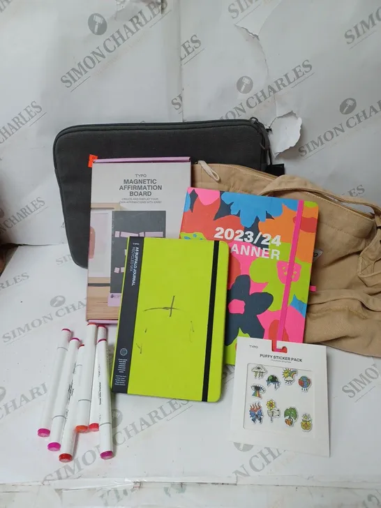 APPROXIMATELY 7 COTTON ON ITEMS INCLUDING LAPTOP SLEEVE CASE, MAGNETIC AFFIRMATION BOARD, TAN EXTRA LARGE TOTE BAG, NOTEBOOKS AND PLANNER