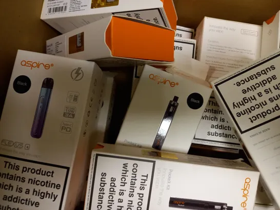 APPROXIMATELY 20 ASSORTED BOXED ASPIRE VAPING PRODUCTS TO INCLUDE FLEXUS Q KIT, POCKEX KIT ETC. 