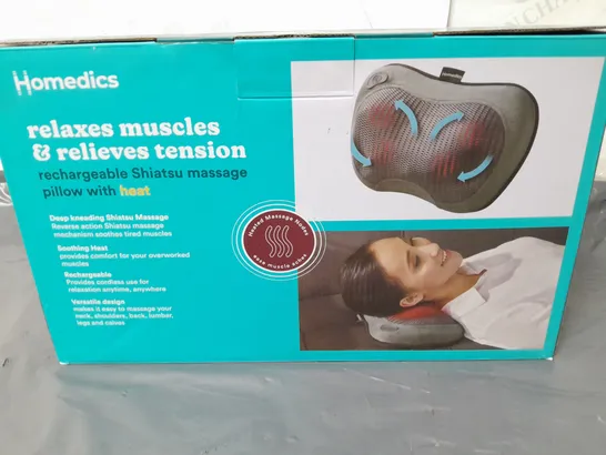 BOXED HOMEDICS RECHARGABLE SHIATSU MASSAGE PILLOW WITH HEAT