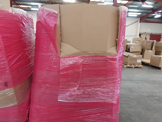 PALLET OF ASSORTED CONSUMER GOODS AND FURNITURE PRODUCTS TO INCLUDE; KIDS CAR SEAT, CEILING FAN, ACACIA WOOD GARDEN TABLE, BIKE RACK, STORAGE TROLLEY ECT.