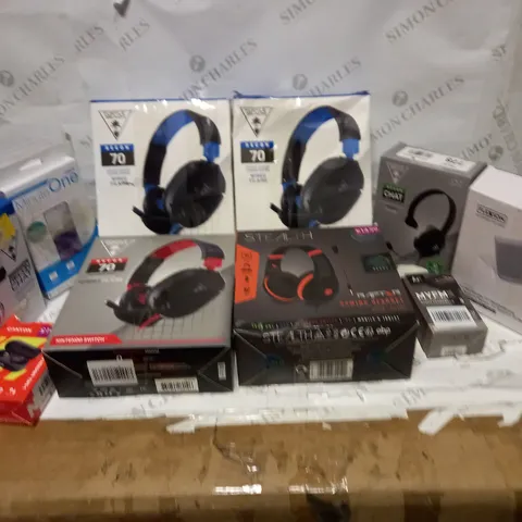 LOT OF APPROXIMATELY 10 ELECTRICALS TO INCLUDE HEADSETS, PHONE CASES, EARBUDS, SPEAKER MOUNTS, ETC