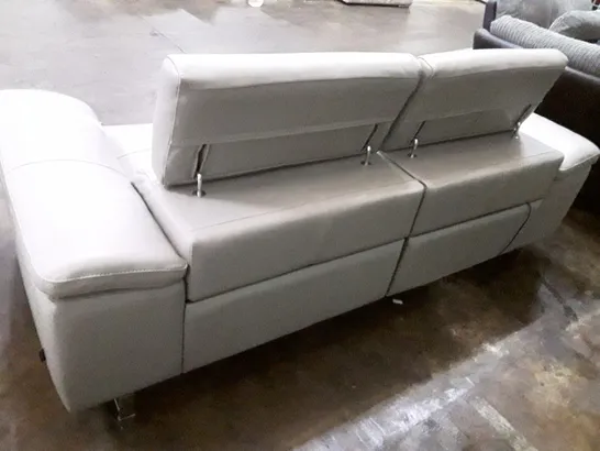 QUALITY ITALIAN DESIGNER LUCIO 3 SEATER 2 ELECTRIC MECHANISM SOFA - GREY LEATHER   