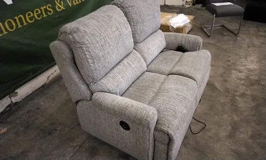 QUALITY BRITISH DESIGNED & MANUFACTURED G PLAN NEWMARKET 2 SEATER POWER RECLINER SOFA COPPICE ASH FABRIC