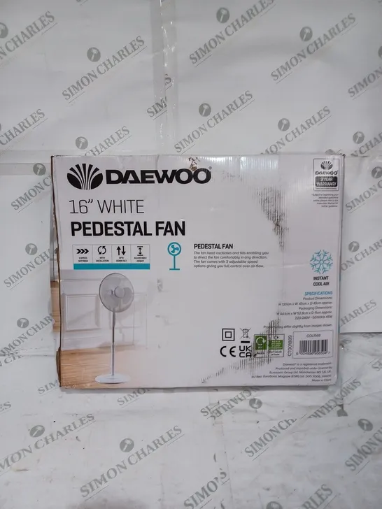 DAEWOO 16" PEDESTAL FAN - WHITE 