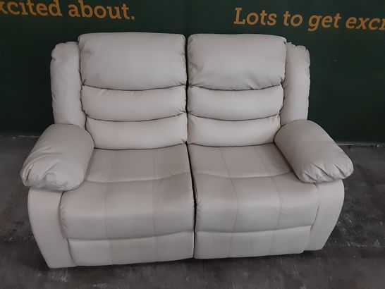 DESIGNER CREAM LEATHER 2-SEATER SOFA - MANUAL RECLINE