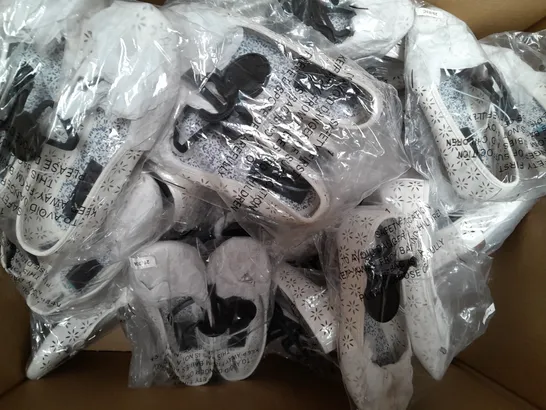 BOX OF APPROXIMATELY 20 PAIRS OF DESIGNER SLIP-ON SHOES IN WHITE - VARIOUS SIZES