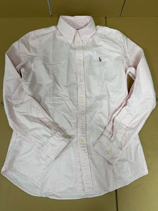 RALPH LAUREN PINSTRIPE SHIRT CUSTOM FIT IN PINK SIZE MEDIUM