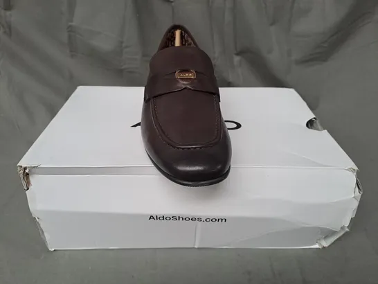 BOXED PAIR OF ALDO ESQUIRE 200 SHOES IN BROWN UK SIZE 8.5