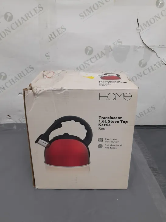 BOXED HOME TRANSLUCENT 1.6L STOVE TOP KETTLE RED