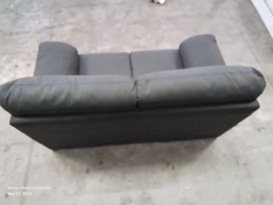 DESIGNER 2 SEATER FABRIC UPHOLSTERED BLACK SOFA 