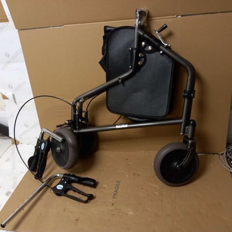 HOMECRAFT FOLDING THREE WHEELED ROLLATOR, TRI WALKER WITH LOCKABLE CABLE BRAKES