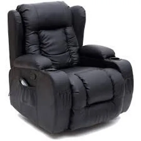 BOXED CAESAR BLACK FAUX LEATHER POWER RISE & RECLINING EASY CHAIR (2 BOXES)