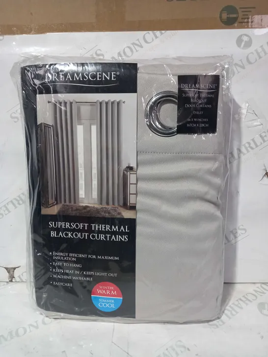 DREAMSCENE SUPERSOFT THERMAL BLACKOUT CURTAINS IN GREY/SILVER COLOUR