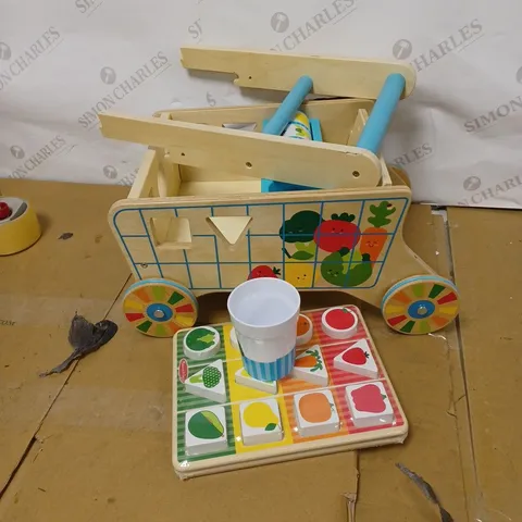 WOODEN SHAPE GROCERY CART