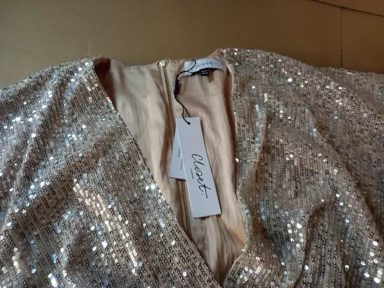 CLOSET LONDON KIMONO MINI DRESS IN CHAMPAGNE - UK 14