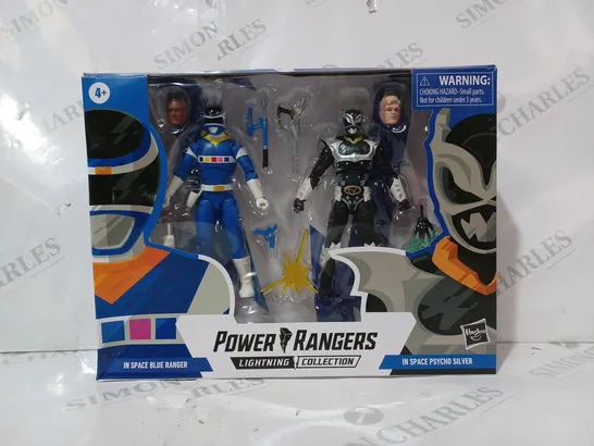 BOXED POWER RANGERS LIGHTNING COLLECTION IN SPACE BLUE RANGER AND IN SPACE PSYCHO SILVER COLLECTIBLE FIGURES