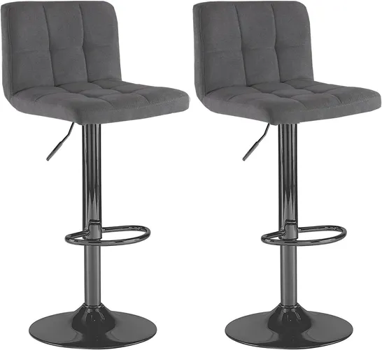 BOXED NEO SET OF 2 FABRIC UPHOLSTERED BAR STOOLS - GREY (1 BOX)