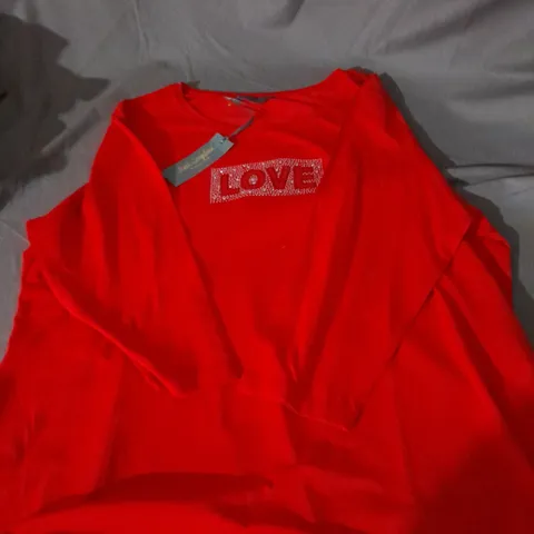 RUTH LANGSFORD LOVE TOP IN RED SIZE 2XL