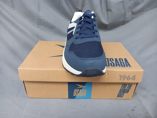 BOXED PAIR OF OSAGA SHOES IN NAVY SIZE 11