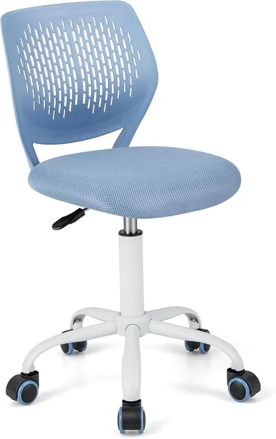 BOXED COSTWAY ERGONOMIC COMPUTER DESK CHAIR LOW-BACK TASK STUDY CHAIRS OFFICE ARMLESS CHAIR - TURQUOISE 